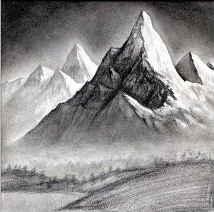 Рисунок горы карандашом