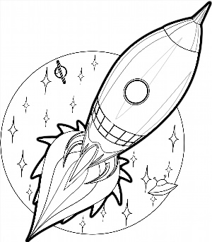 Рисунки раскраски раскрашенная ракета