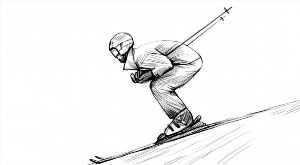 Рисунки карандашом лыжник
