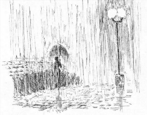Дождь рисунок карандашом