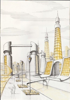 Рисунки карандашом город будущего