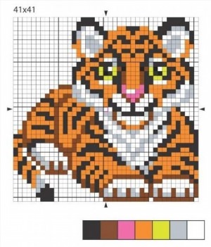 Рисунки по клеточкам тигр