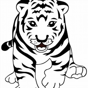 Тигр рисунок контурный