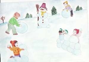 Рисунок на тему снежные забавы