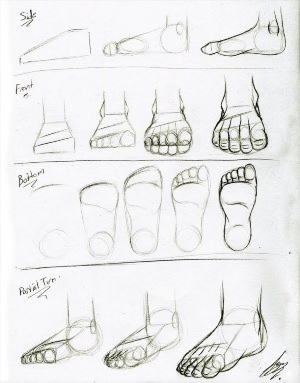 Как нарисовать ступню