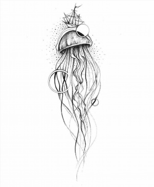 Рисунки медуза ручкой