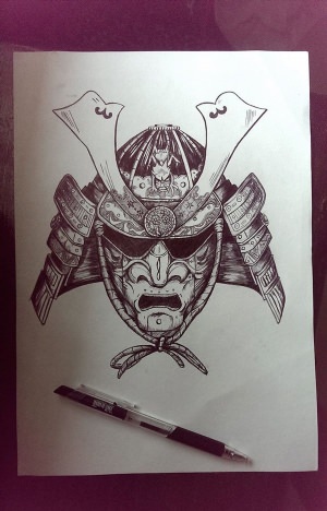 Рисунки самурай ручкой