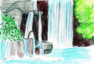 Простой рисунок водопада