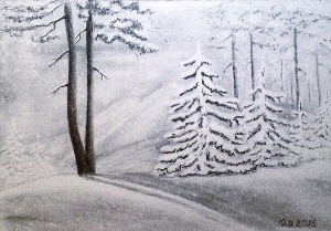 Зима рисунок карандашом
