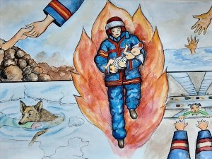 Рисунки карандашом мчс россии мужество честь спасение