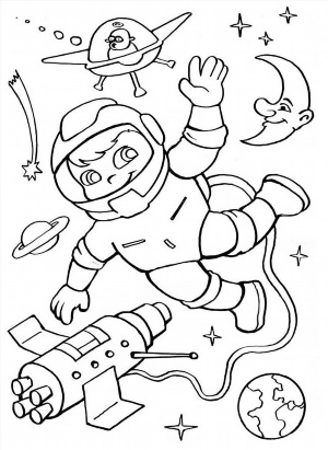 Рисунки на день космонавтики разукрашки
