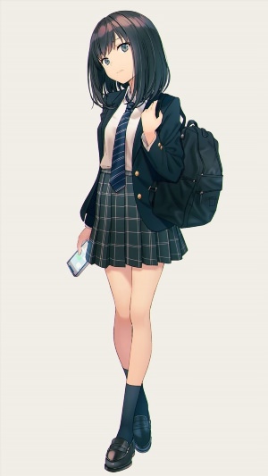 Рисунок аниме школьница