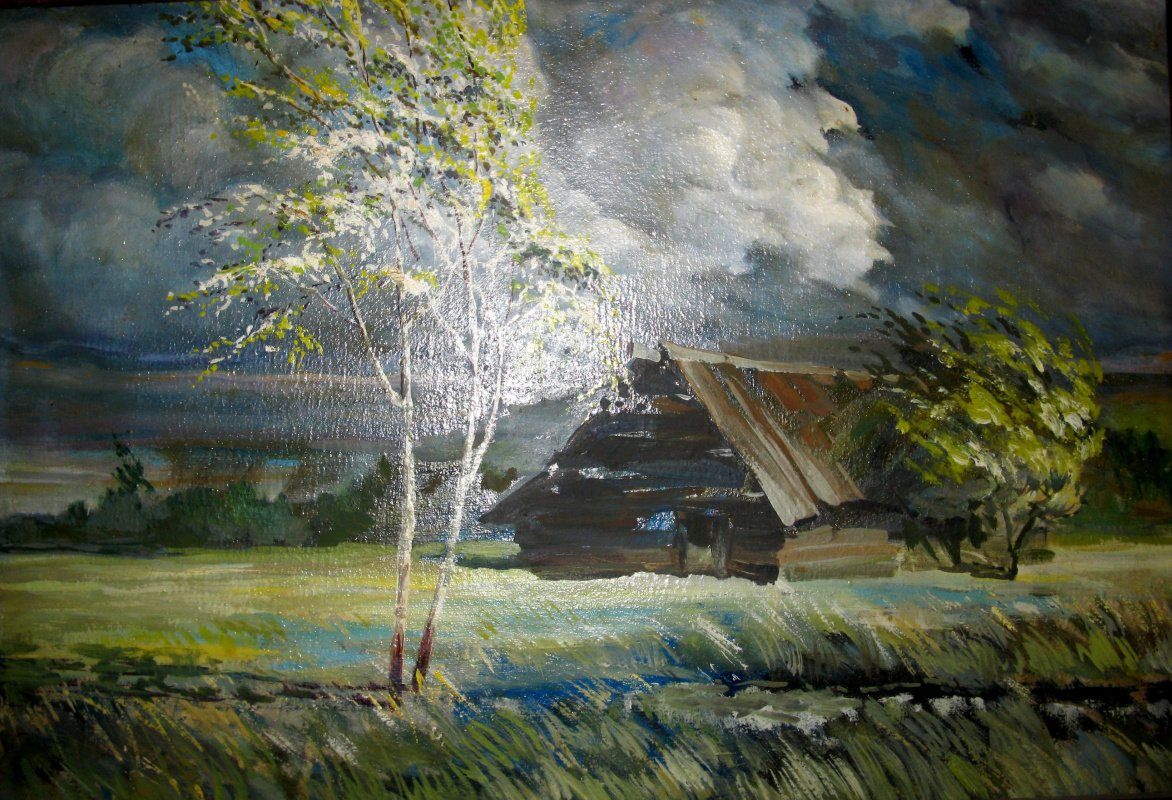 Сильный ветер загудел в вышине деревья забушевали. Гроза картина Левитана. Перед грозой картина Левитана.