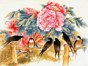 Живопись китайская цветы и птицы