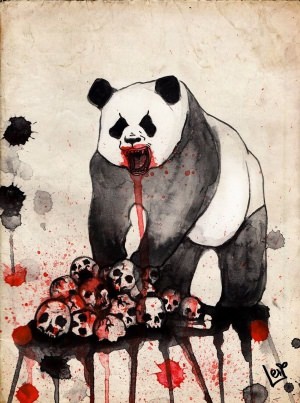 Страшная панда рисунок