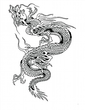 Китайский дракон контурный рисунок