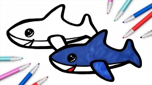 Акула маркером рисунок
