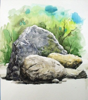 Камни акварелью рисунок