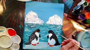 Рисунки гуашью пингвины
