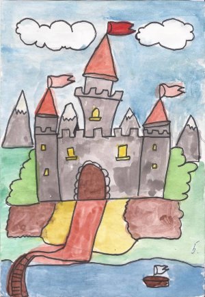 Замок рисунок красками