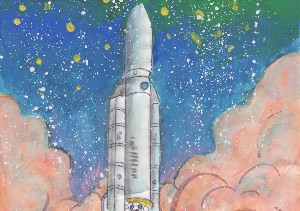Рисунки взрослых день космонавтики