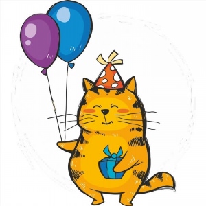 Кот на день рождения рисунок