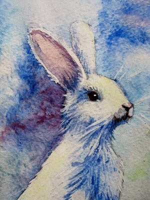 Кролик рисунок красками