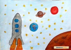 Рисунки в детсад на день космонавтики