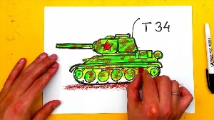 Рисунок танка фломастерами