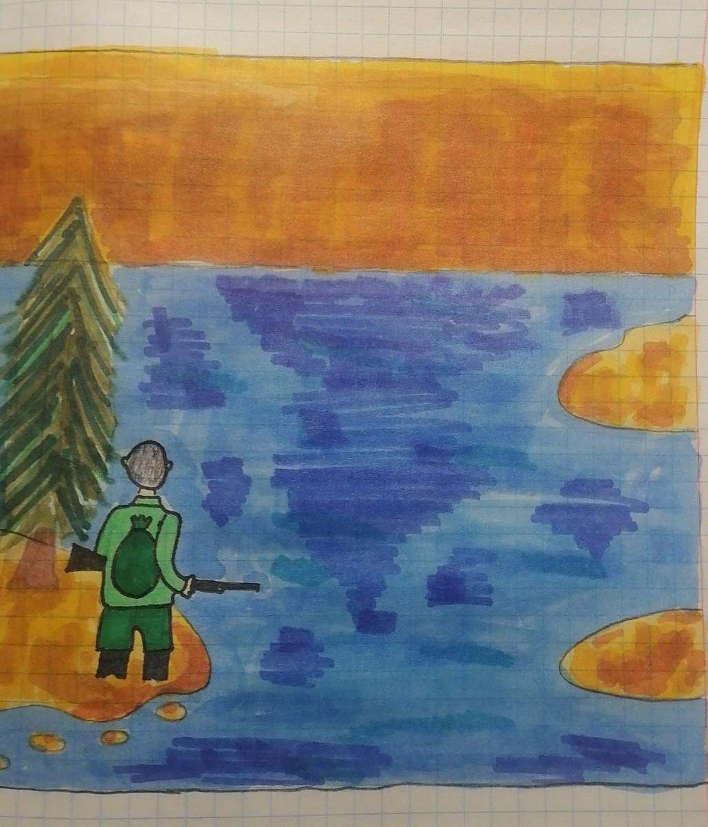 Нарисовать произведение васюткино озеро