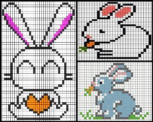 Рисунки по клеточкам кролик