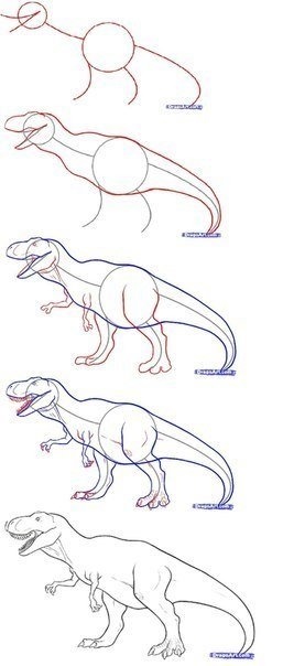 Как нарисовать тиранозавра