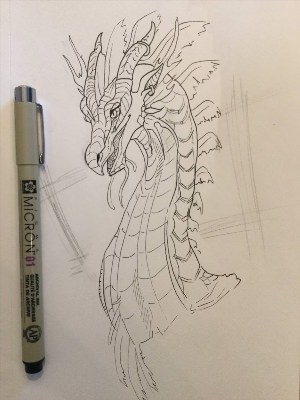 Рисунки дракон гелевой ручкой