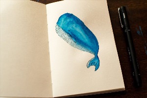 Рисунки синим фломастером