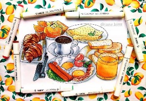 Рисунок завтрака маркерами