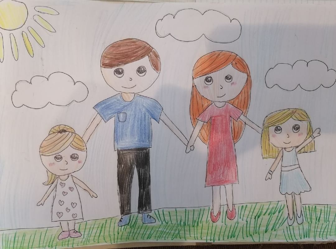 Рисунок моя семья. Рисование моя семья. Рисунок семьи детский. Дети рисуют семью. Рисунок на тему семья легко
