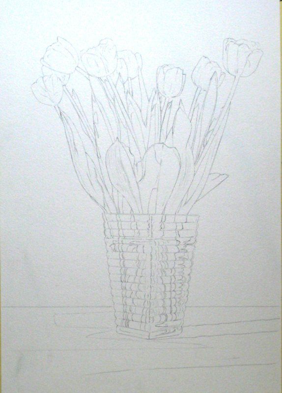 Ваза с тюльпанами рисунок. Рисование ваза с цветами. Рисование ваза с тюльпанами. Ваза с цветами нарисовать. Ваза с цветами карандашом.