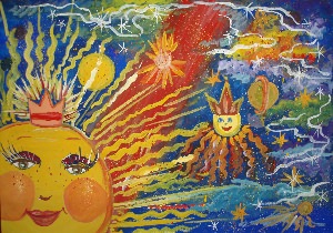 Рисунок солнца гуашью