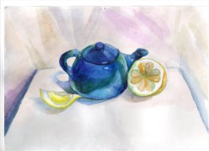 Чайник рисунок красками
