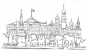Московский кремль контурный рисунок