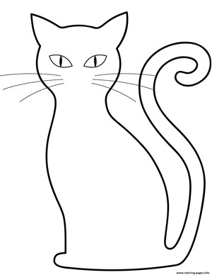 Черный кот контурный рисунок