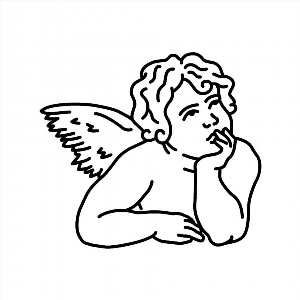 Ангел контурный рисунок