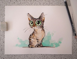 Рисунки кошки фломастерами
