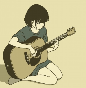 Гитара аниме рисунок