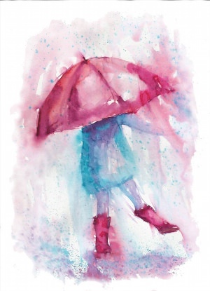 Рисунки акварелью дождь