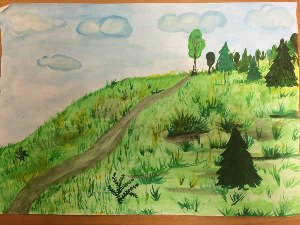 Рисунок лес детский