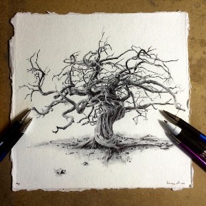 Рисунки ручкой дерево
