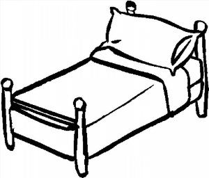 Кровать контурный рисунок