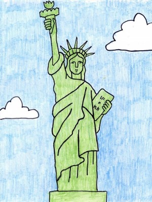 Легкий рисунок статуя свободы