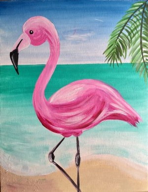 Рисунки гуашью фламинго